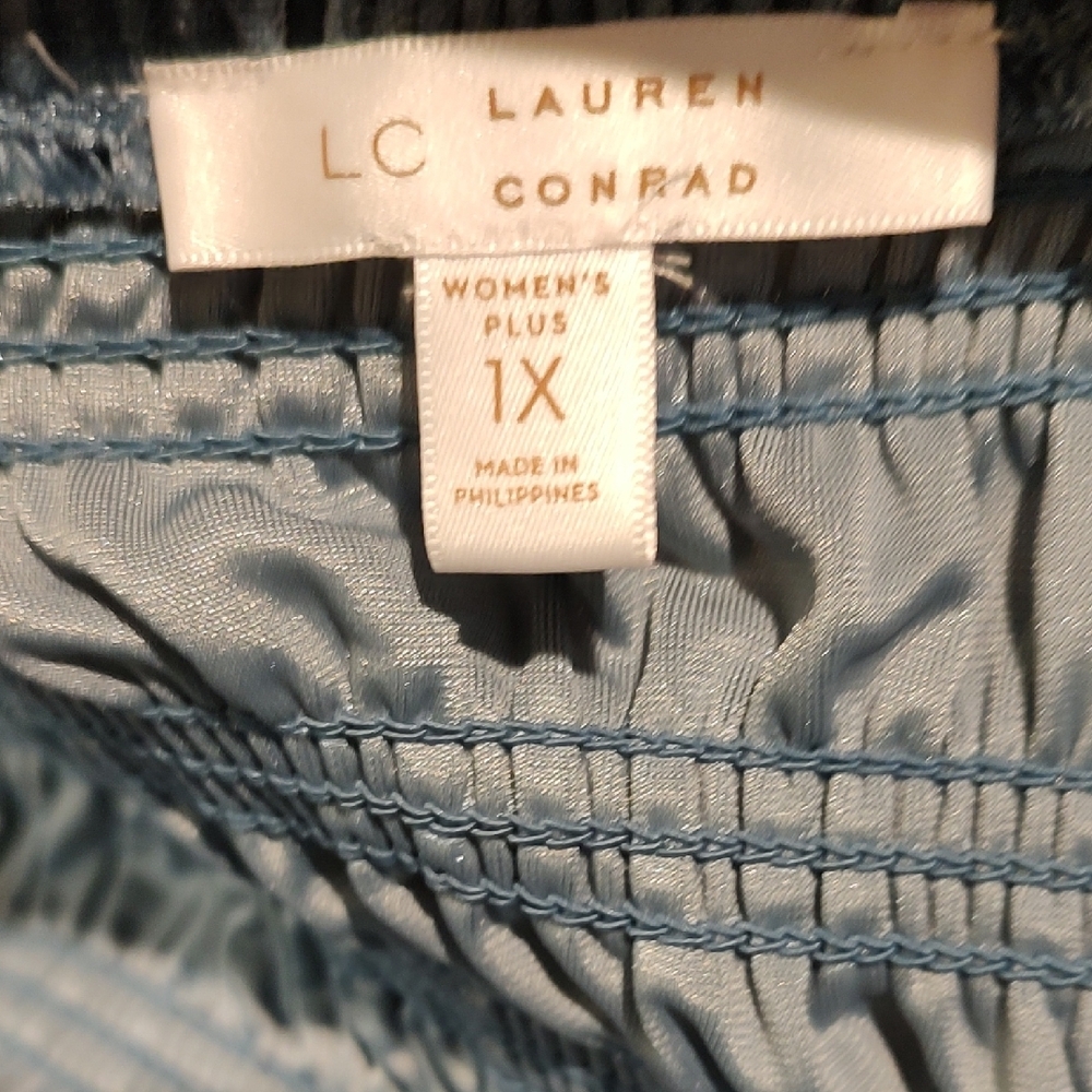 LC Lauren Conrad Blue Velvet Long Sleeve Dress - Picture 7 of 8